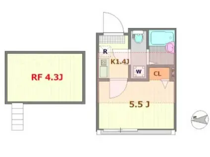 ミレハウス(1K/3階)の間取り写真