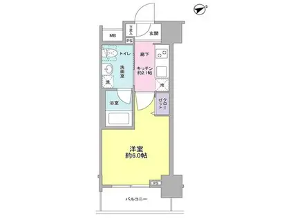 サンピエス大森(1K/4階)の間取り写真