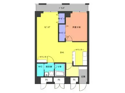 リッツ高野(1LDK/4階)の間取り写真