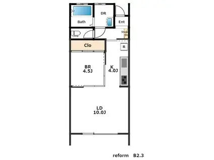 REFORMEB(1LDK/1階)の間取り写真