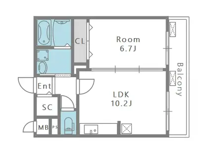 ハーヴェストIII(1LDK/2階)の間取り写真
