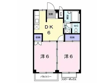 メゾンドセシボン(2DK/1階)の間取り写真