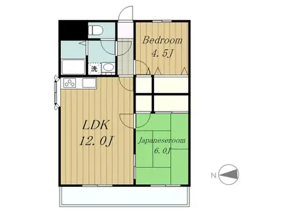 アルシヨン悠々(2LDK/4階)の間取り写真