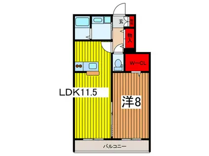 エバーグリーン(1LDK/2階)の間取り写真
