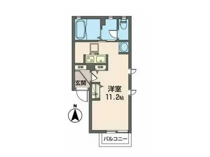 カーム連坊(ワンルーム/2階)の間取り写真