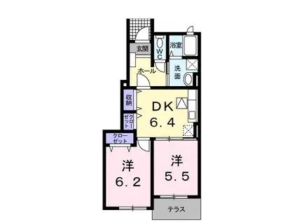 バンビーノ I(2DK/1階)の間取り写真