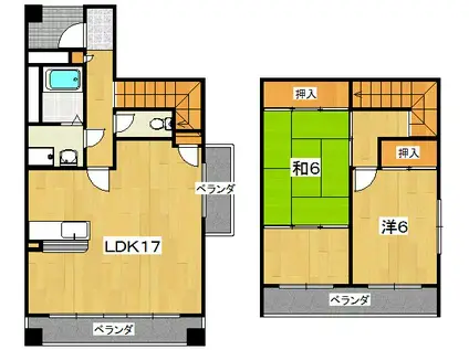 メゾンドール21(2LDK/4階)の間取り写真