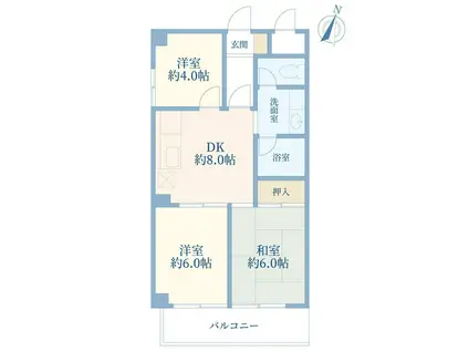 ベルクハイム成城(3DK/3階)の間取り写真