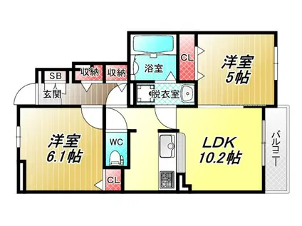 メゾン・ド・ユリ―(2LDK/1階)の間取り写真