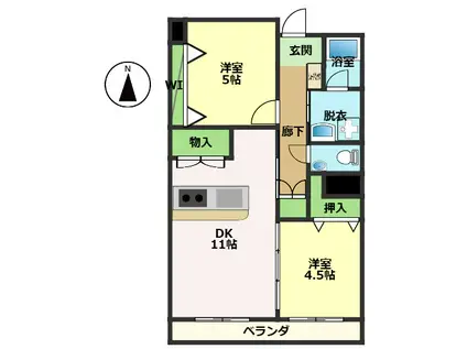 高見マンション(2LDK/2階)の間取り写真