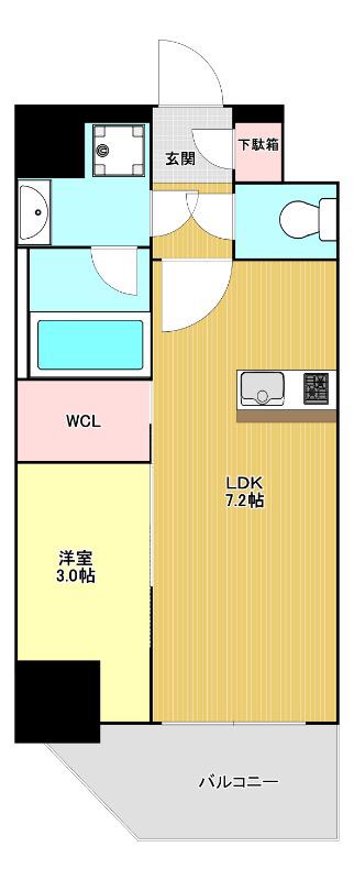 エスリードレジデンス ザ・グラン大阪ノア(1LDK/10階)の間取り写真