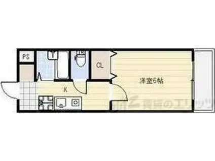 ハピネス・オーク(1K/2階)の間取り写真