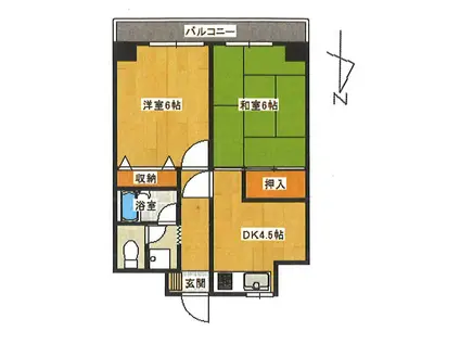 サンファミリー豊岡(2K/4階)の間取り写真