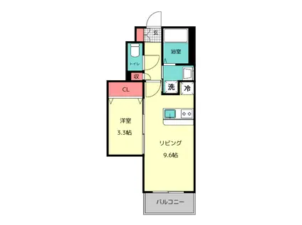 LEO CURAGE 西南の杜(1LDK/4階)の間取り写真