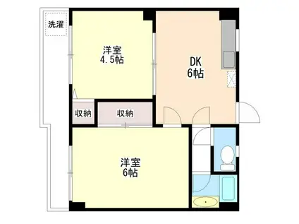 ベルメゾン亀戸(2DK/3階)の間取り写真