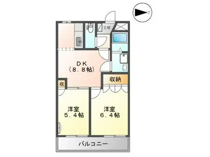 エレガントモレノ(2DK/2階)の間取り写真