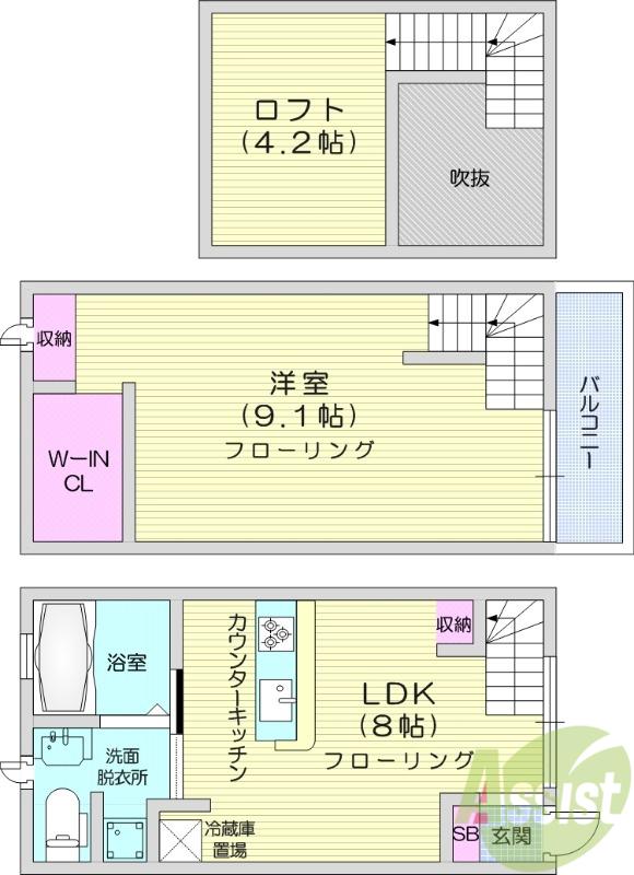 ALTAIR(1LDK/1階)の間取り写真