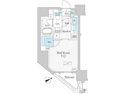 パークアクシス浅草橋II(1K/7階)の間取り写真