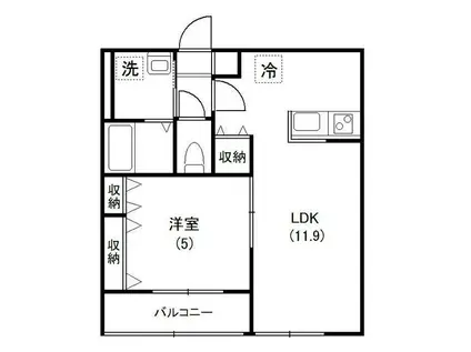 メゾンハーモニー(1LDK/2階)の間取り写真