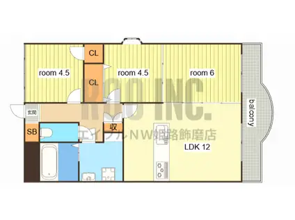 メゾンドール英賀保(3LDK/3階)の間取り写真