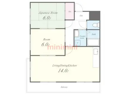サンシティ千里丘(2LDK/1階)の間取り写真