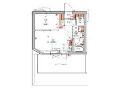 ハーモニーレジデンス池袋ウエスト(1DK/5階)の間取り写真