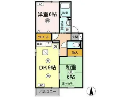 セジュール静(2DK/1階)の間取り写真