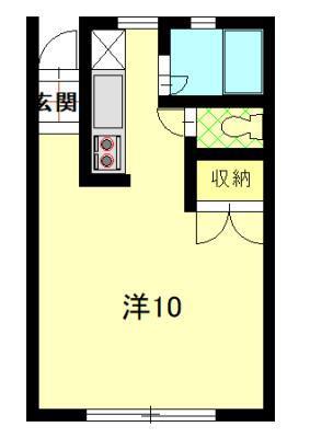 ホワイトボックスIII(ワンルーム/1階)の間取り写真