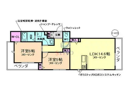 LUMINOUSSUITE豊中曽根ステイションゲイト(2LDK/2階)の間取り写真