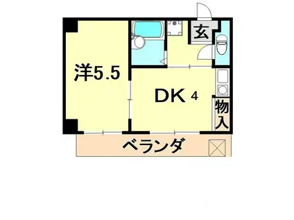 エクセルヴュー神戸(1DK/5階)の間取り写真