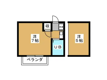 コートウィングス西館(ワンルーム/2階)の間取り写真