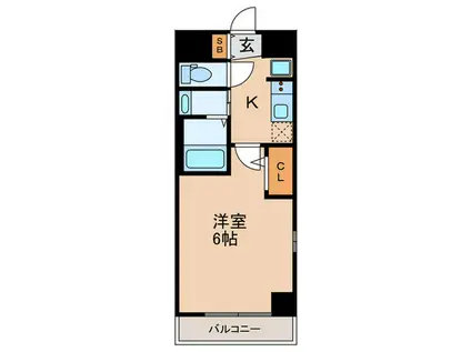 エステムコート神戸湊町(1K/6階)の間取り写真