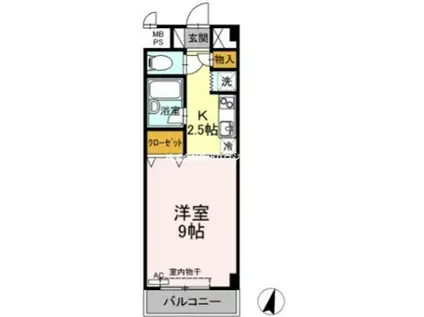 グリーンリバティー新蔵(1K/2階)の間取り写真