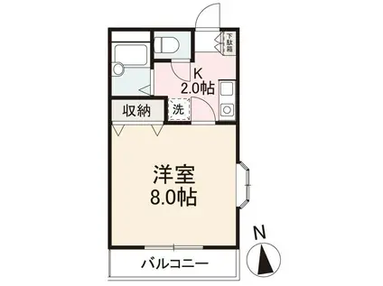 クレイドルV・VI(1K/2階)の間取り写真