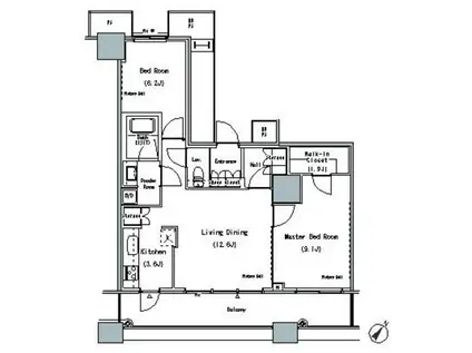 THE TOKYO TOWERS MID TOWER ザ・東京タワーズ(2LDK/13階)の間取り写真