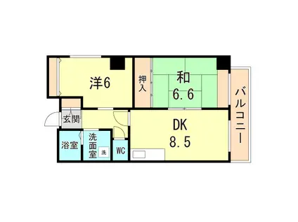 第2七耀マンション(2DK/6階)の間取り写真