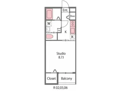 プランドール(1K/1階)の間取り写真