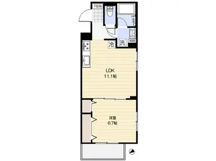 SOFI新松戸(1LDK/2階)の間取り写真