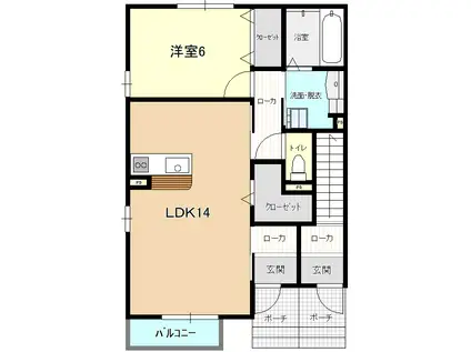 ウイル・ノア(1LDK/1階)の間取り写真