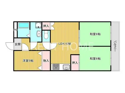 八尾本町大発マンション(3LDK/6階)の間取り写真