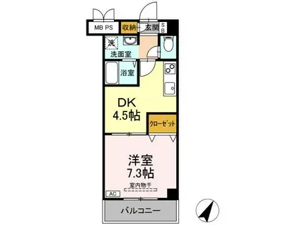 エスペランサI(1DK/4階)の間取り写真