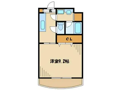 ハイツ浜I(1K/2階)の間取り写真