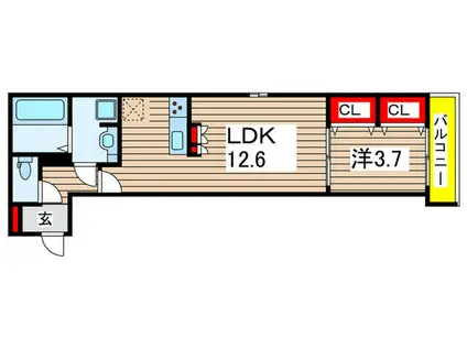 ルミエール神明町(1LDK/2階)の間取り写真