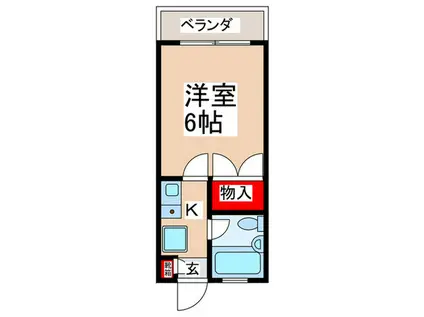 クリプトメリア(1K/2階)の間取り写真