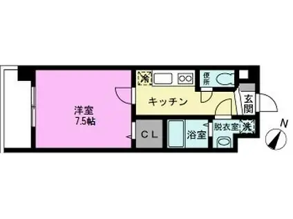 天王山レジデンス(1K/4階)の間取り写真