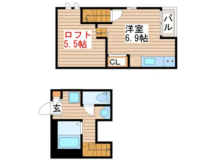 RIZEST陸前原ノ町(ワンルーム/2階)の間取り写真