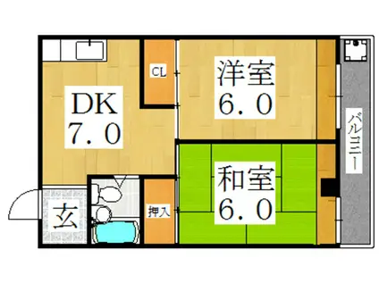 トチタテビル(2DK/5階)の間取り写真