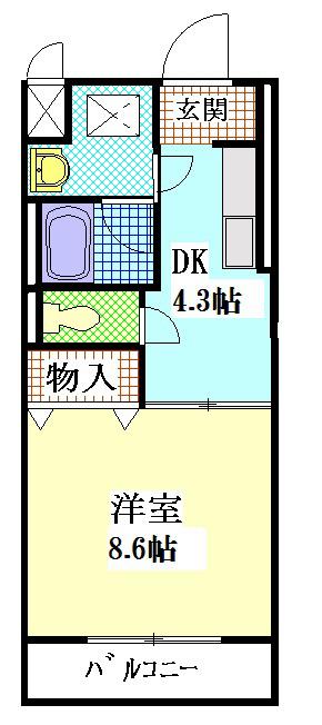メゾンカネブン(1DK/1階)の間取り写真