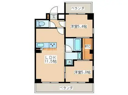 DANA(2LDK/5階)の間取り写真