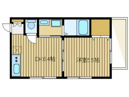 ゾンネハイム(1DK/2階)の間取り写真